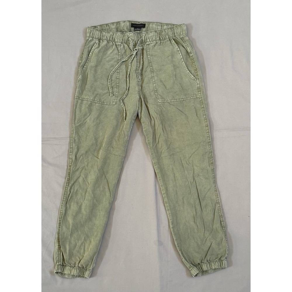 Sanctuary Womens Olive Green Utility Joggers Elastic Waist Drawstring Pants S